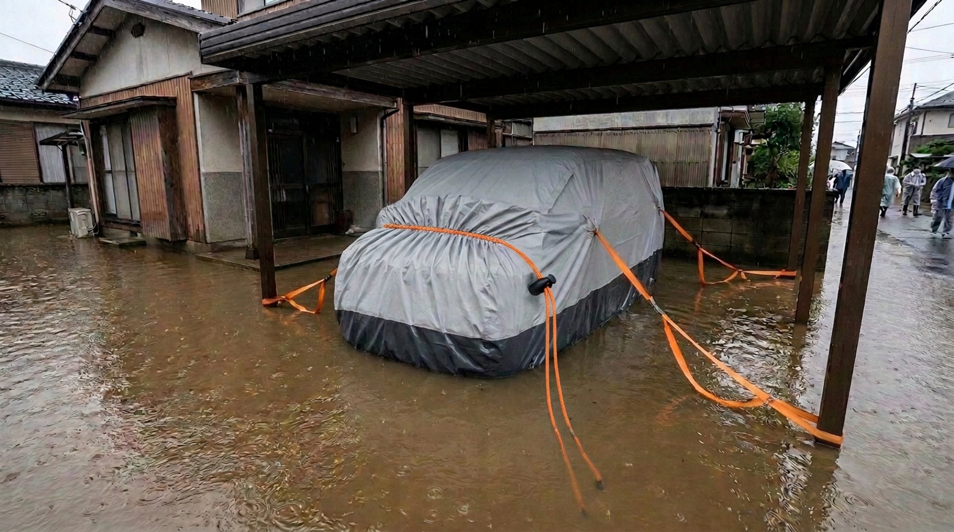 軽自動車が浮いている様子